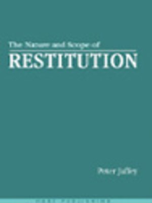 cover image of The Nature and Scope of Restitution